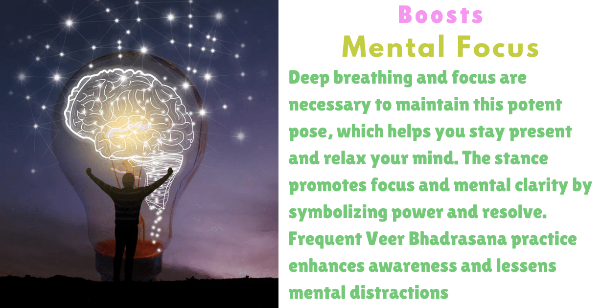 Veer Bhadrasana Benefits : 2 Magical effects for Digestive health 12 Veer Bhadrasana Benefits_As Mental focus