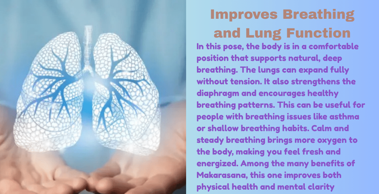 Makarasana benefits : 3 main key aim-how makarasana improves hypertension and deep relaxation therapy 10 Makarasana benefits_improves breathing_lung functions