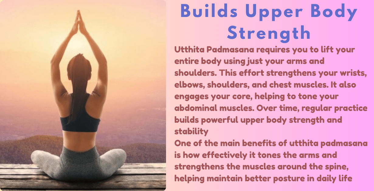 Utthita Padmasana benefits : 3 Amazing main Aim-how utthita padmasana enhances concentration and advanced core strength 9 Utthita Padmasana benefits_build upper body strength
